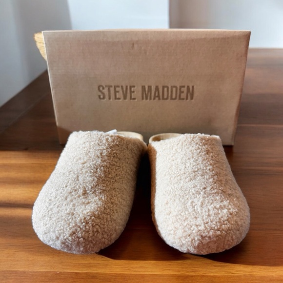 Steve‎ Madden VESA scuff Sherpa slip on indoor outdoor mule slippers sz 5 NWB - Picture 1 of 9